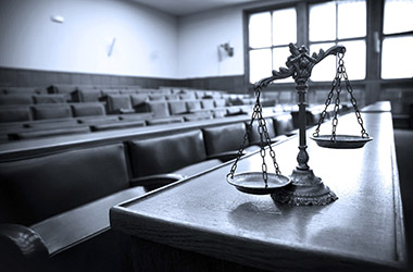 Decorative Scales of Justice in the Courtroom