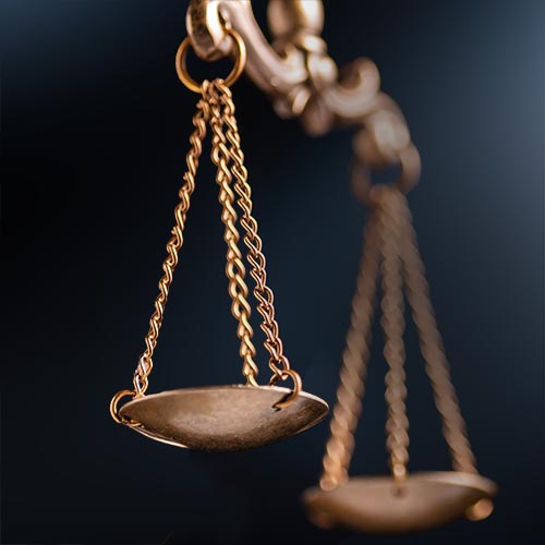 Close up on the scales of justice